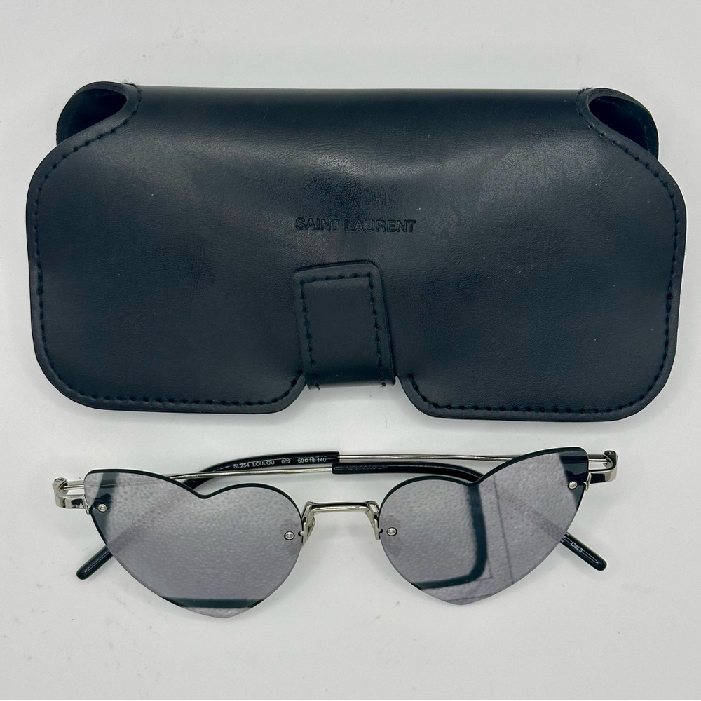 NEW Saint Laurent LOULOU Silver Cat Eye Sunglasses